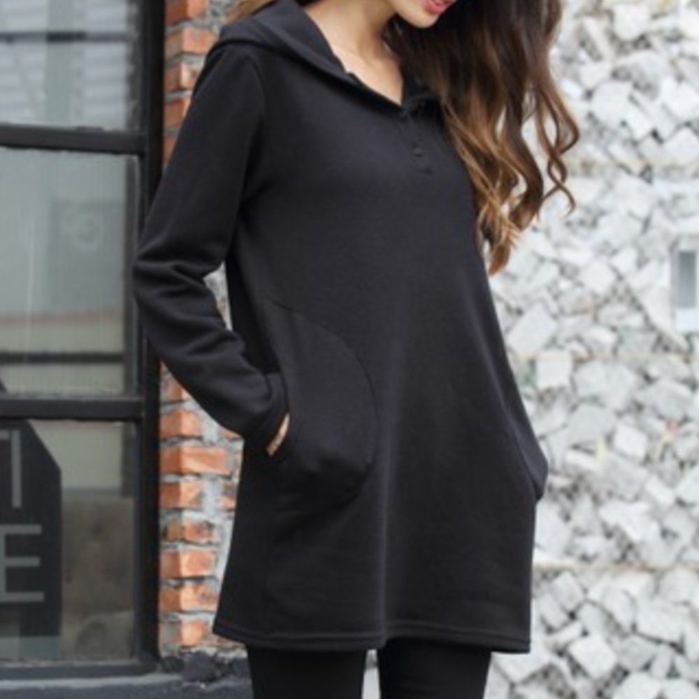 🎉Host pick🎉Black hooded long sweatshirt